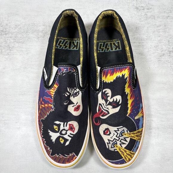 Vans Kiss Rock and Roll Over Slip on Sneakers - Men's Size 8 / Women's 9.5 - Picture 5 of 10